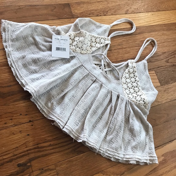 FREE PEOPLE NWT beige babydoll ballet top - Picture 2 of 8